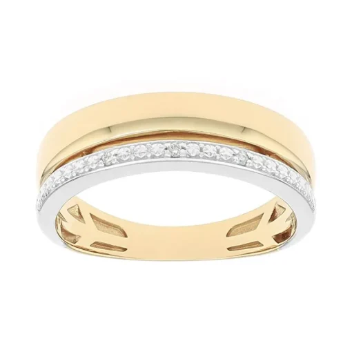 Bague Femme OR 375/1000 bicolore et diamants