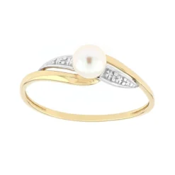 Bague Femme OR 375/1000 Bicolore et Perle