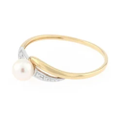 Bague Femme OR 375/1000 Bicolore et Perle