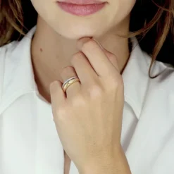 Bague Femme OR 375/1000 bicolore et diamants