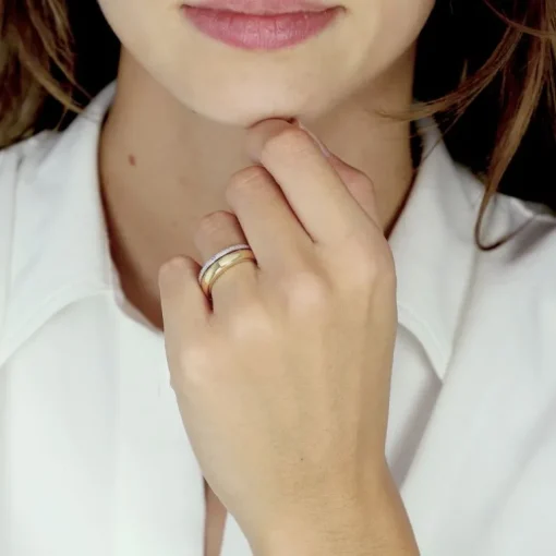 Bague Femme OR 375/1000 bicolore et diamants
