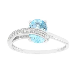Bague Femme OR 375/1000 Blanc et Topaze