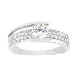 Bague Femme OR 375/1000 Blanc et oxydes