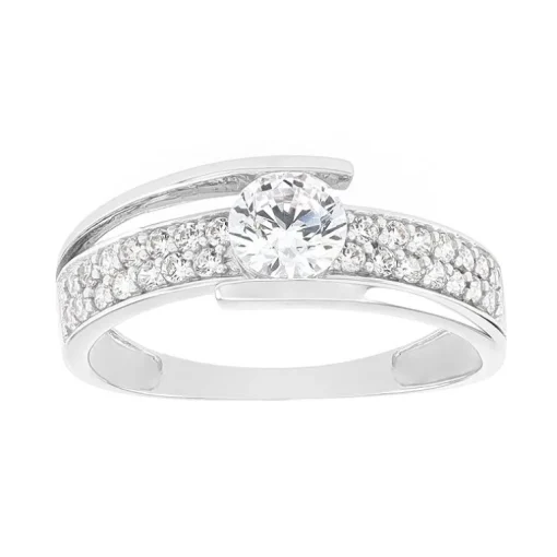 Bague Femme OR 375/1000 Blanc et oxydes