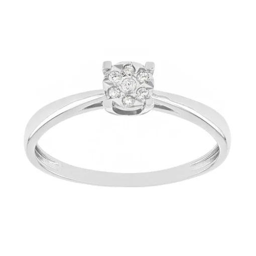 Bague Femme OR 375/1000 Blanc et Diamants