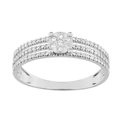 Bague Femme OR 375/1000 Blanc et Diamants