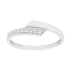 Bague Femme OR 375/1000 Blanc et Oxydes