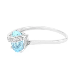 Bague Femme OR 375/1000 Blanc et Topaze