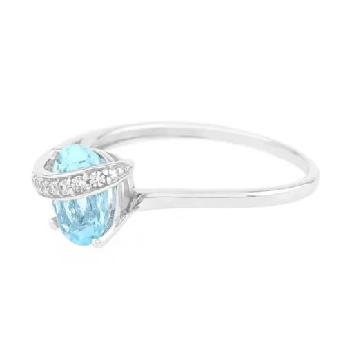 Bague Femme OR 375/1000 Blanc et Topaze