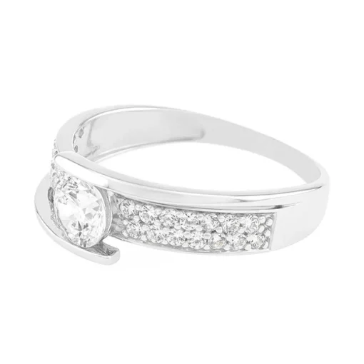 Bague Femme OR 375/1000 Blanc et oxydes