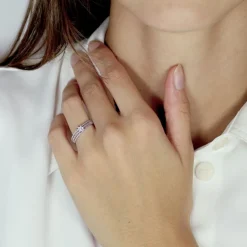 Bague Femme OR 375/1000 Blanc et Diamants