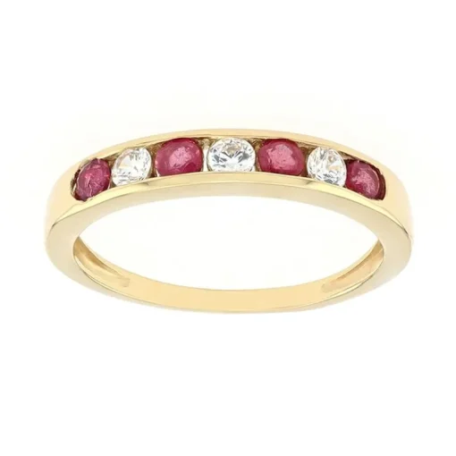 Bague femme OR 375/1000 jaune et rubis