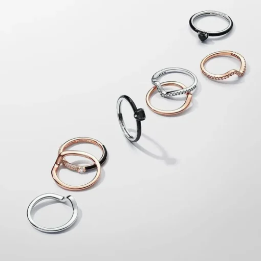 Bague Femme Pandora ME Double Pavée & Noire 182528C01