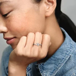 Bague Femme Pandora Moments Deux Cœurs Scintillants 191023CZ