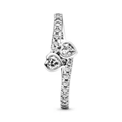 Bague Femme Pandora Moments Deux Cœurs Scintillants 191023CZ