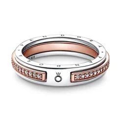 Bague Femme Pandora Signature et Pavé Bimatière 182773C01
