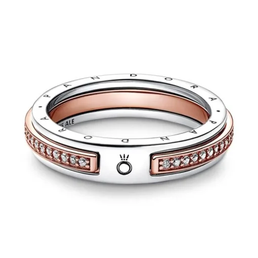 Bague Femme Pandora Signature et Pavé Bimatière 182773C01