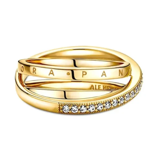 Bague Femme Pandora Signature Anneau Triple Pavé Croisé 169057C01