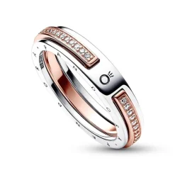 Bague Femme Pandora Signature et Pavé Bimatière 182773C01