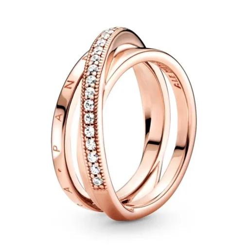 Bague Femme Pandora Signature Anneau Triple Pavé Croisé 189057C01