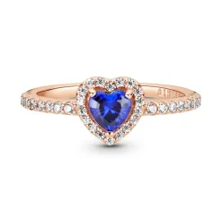 Bague Femme Pandora Timeless Cœur Surélevé Bleu Scintillant 188421C01