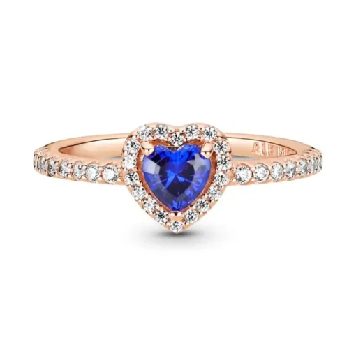 Bague Femme Pandora Timeless Cœur Surélevé Bleu Scintillant 188421C01