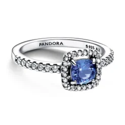 Bague Femme Pandora Timeless Halo Bleu Carré Scintillant 193555C01