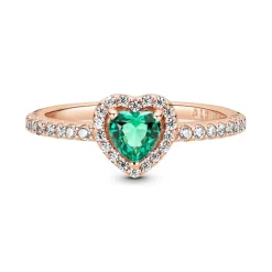 Bague Femme Pandora Timeless Cœur Surélevé vert Scintillant 188421C03