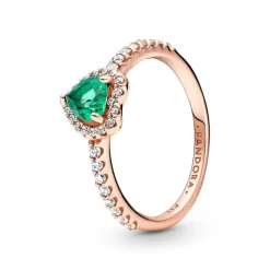 Bague Femme Pandora Timeless Cœur Surélevé vert Scintillant 188421C03