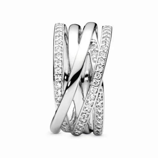 Bague Femme Pandora Timeless Scintillante & Lignes Polies 190919CZ