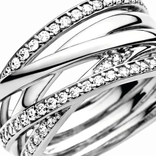 Bague Femme Pandora Timeless Scintillante & Lignes Polies 190919CZ