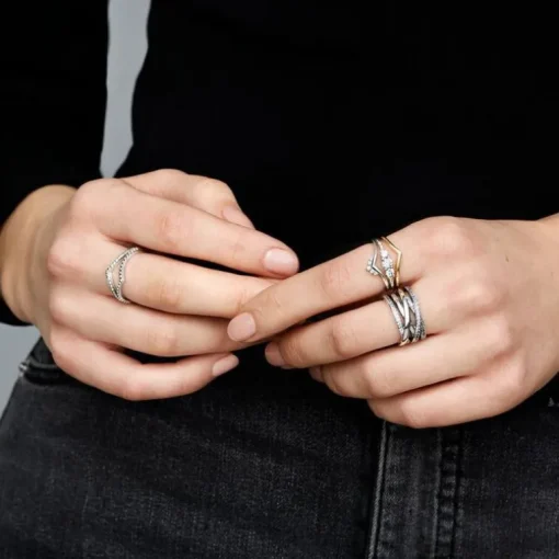 Bague Femme Pandora Timeless Scintillante & Lignes Polies 190919CZ