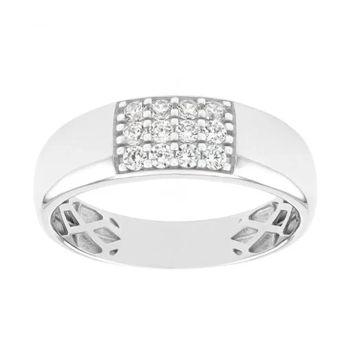 Bague Femme pavage OR 375/1000 Blanc et Oxydes