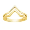 bague femme pyramides EDORA PLAQUE OR et oxydes