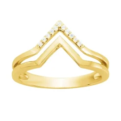 bague femme pyramides EDORA PLAQUE OR et oxydes