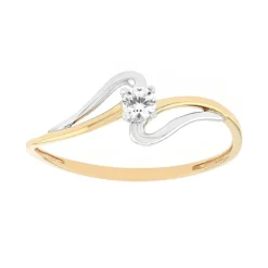 Bague Femme Solitaire OR 375/1000 Bicolore et Oxyde