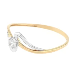 Bague Femme Solitaire OR 375/1000 Bicolore et Oxyde