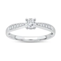 Bague Femme Solitaire Accompagné CAVROIS UNI-D OR 375/1000 Blanc et Diamants CR77471D9W
