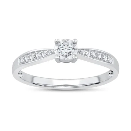 Bague Femme Solitaire Accompagné CAVROIS UNI-D OR 375/1000 Blanc et Diamants CR77471D9W