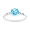 bague femme solitaire accompagné EDORA or 375/1000 blanc et topaze