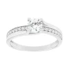 Bague Femme Solitaire accompagné OR 375/1000 Blanc et Oxydes