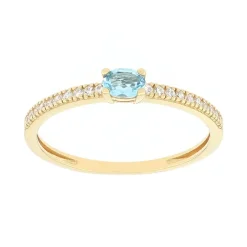 Bague Femme solitaire accompagné OR 375/1000 jaune et topaze