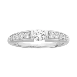 Bague femme solitaire accompagné EDORA ARGENT 925/1000 et Oxydes