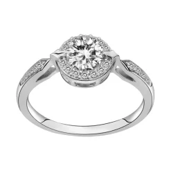 Bague femme solitaire accompagné EDORA ARGENT 925/1000 et Oxydes
