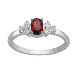 Bague Femme Solitaire Accompagné ARGENT 925/1000 et Spinelle Rouge EDO70100808