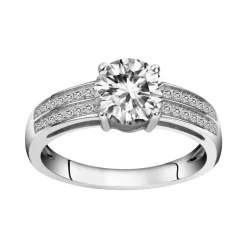 Bague femme solitaire accompagné EDORA ARGENT 925/1000 et Oxydes