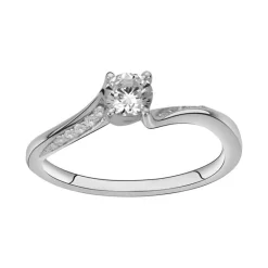 bague femme solitaire accompagné EDORA ARGENT 925/1000 et Oxydes