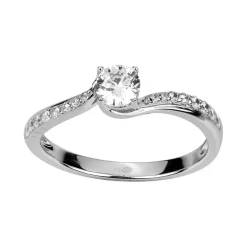 bague femme solitaire accompagné EDORA ARGENT 925/1000 et Oxydes