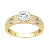 bague femme solitaire accompagné EDORA PLAQUE OR et oxydes