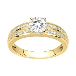 bague femme solitaire accompagné EDORA PLAQUE OR et oxydes